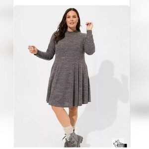 Torrid Mock Neck Fit N Flare Dress - Size 00